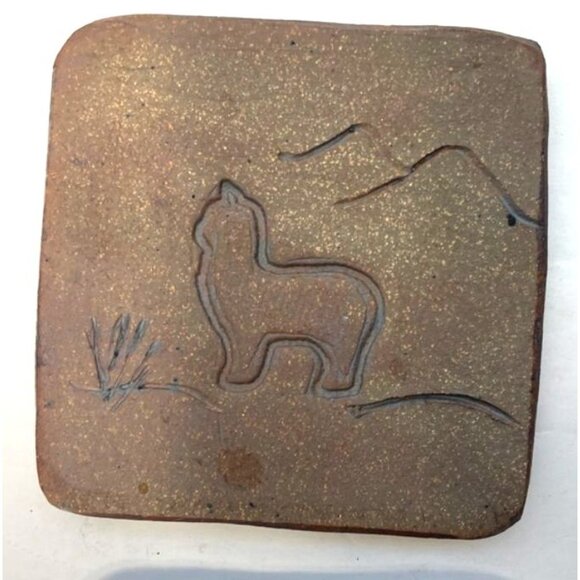 Handmade Sandstone Coasters With Llama & Mountain Design Set Of 4 Felt-Backed - Picture 8 of 9